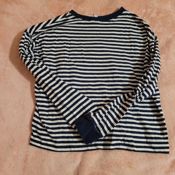 H&M Long Sleeve Shirt Stripped Cherry White Navy - Picture 5 of 7